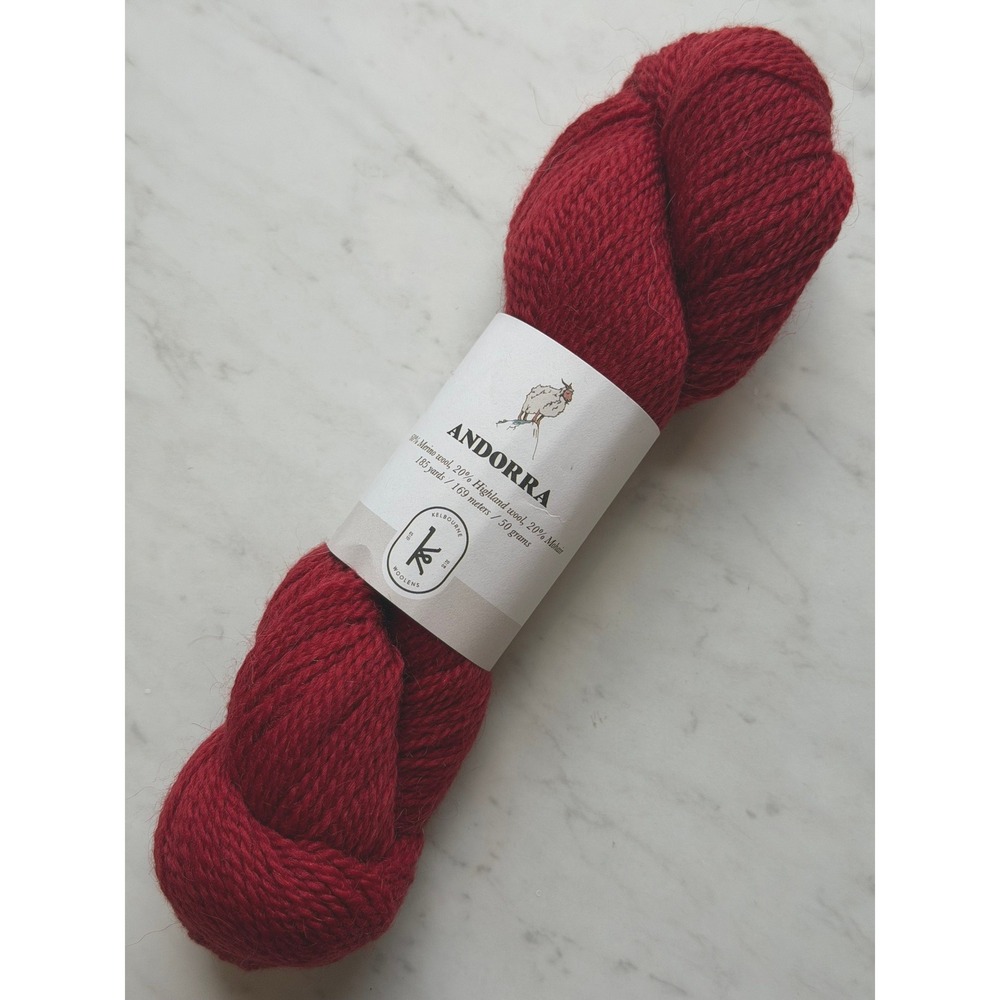 Kelbourne Woolens Andorra Yarn Holly Red 185 Yards Wool Mohair Colorwork